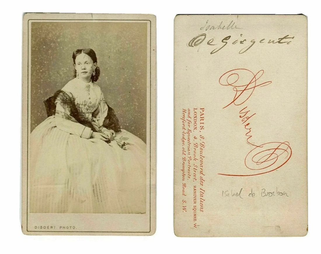 CDV Photo – Princess Isabelle de Bourbon – Disdéri, Paris Royal Portrait 1865 - 6