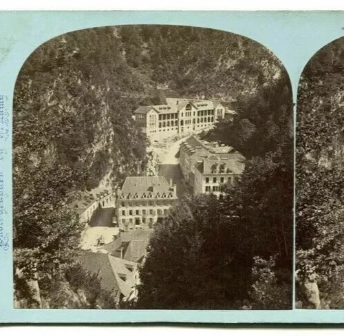 A.LAMY - Vallon de la Soude aux Eaux-Bonnes PYRENEES c. 1870 Vintage Stereoview - 2