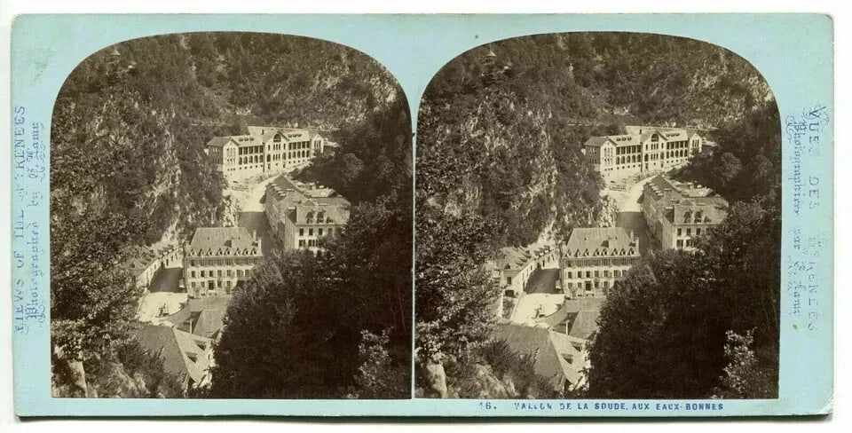 A.LAMY - Vallon de la Soude aux Eaux-Bonnes PYRENEES c. 1870 Vintage Stereoview - 5
