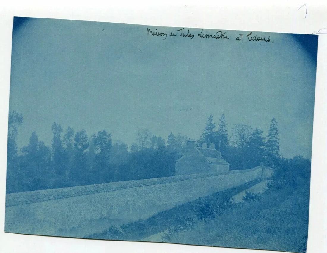 19th Landscape, House of Jules Lemaitre in Cavan Vintage Photography Cyanotype - 4