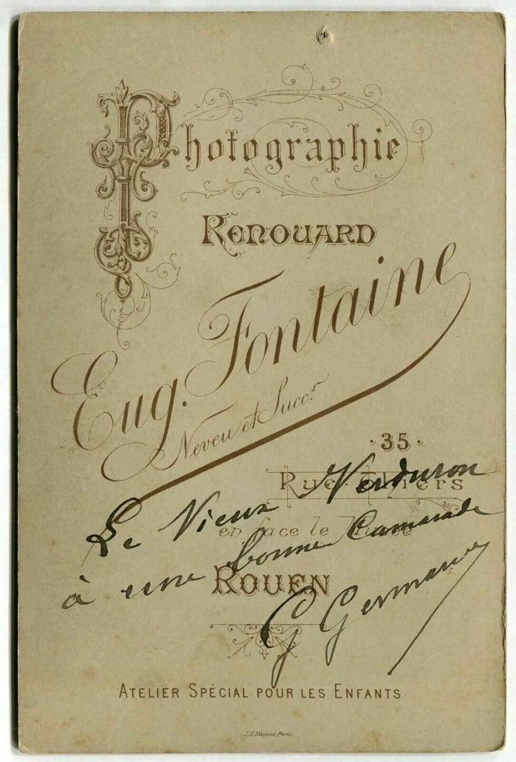 Cabinet Card Photograph Eug.Fontaine - Actor G.Germane ? Dedicated c. 1870 - 7