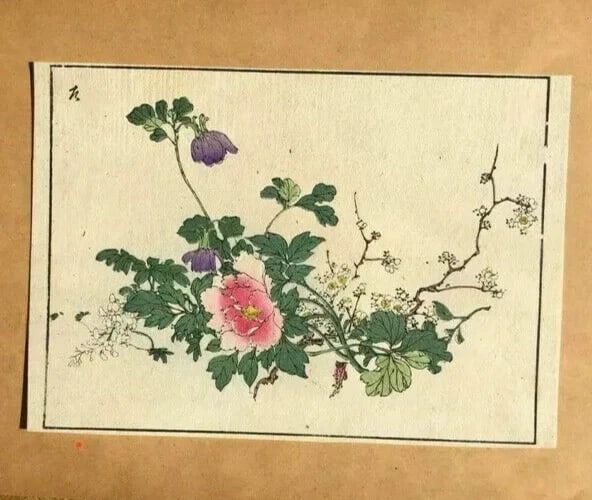 Flowers c 1890 Ukiyo-e Asian Art Print Antique Old Japanese WoodPrint Original - 2
