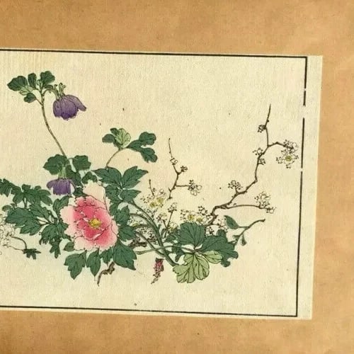 Flowers c 1890 Ukiyo-e Asian Art Print Antique Old Japanese WoodPrint Original - 4