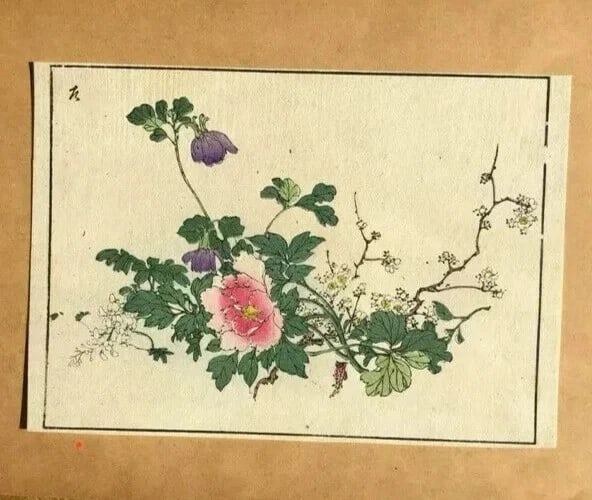 Flowers c 1890 Ukiyo-e Asian Art Print Antique Old Japanese WoodPrint Original - 5