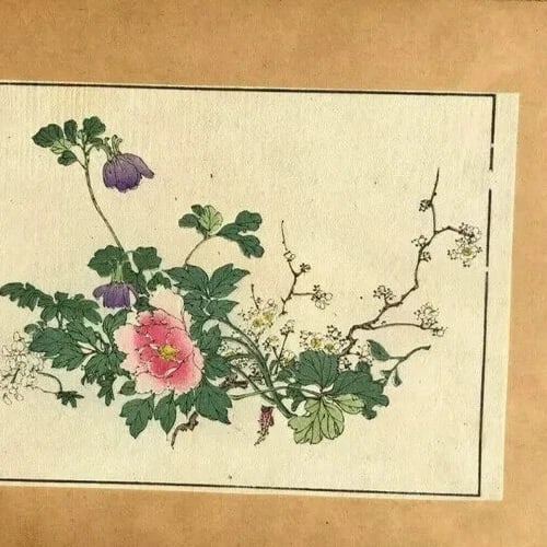 Flowers c 1890 Ukiyo-e Asian Art Print Antique Old Japanese WoodPrint Original - 7