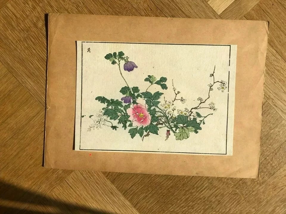 Flowers c 1890 Ukiyo-e Asian Art Print Antique Old Japanese WoodPrint Original - 8