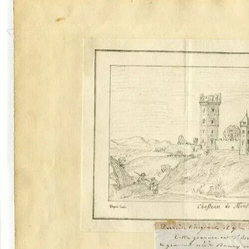 Antique Etching Israel SILVESTRE, Landscape Castle of Montbar Bourgogne - 3