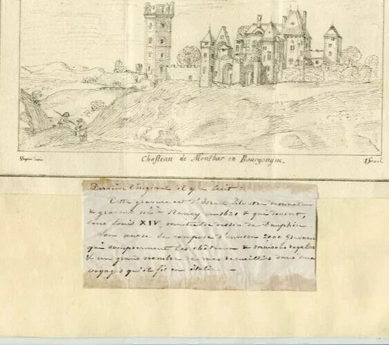Antique Etching Israel SILVESTRE, Landscape Castle of Montbar Bourgogne - 5