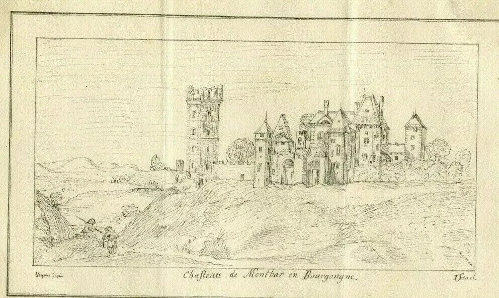 Antique Etching Israel SILVESTRE, Landscape Castle of Montbar Bourgogne - 7