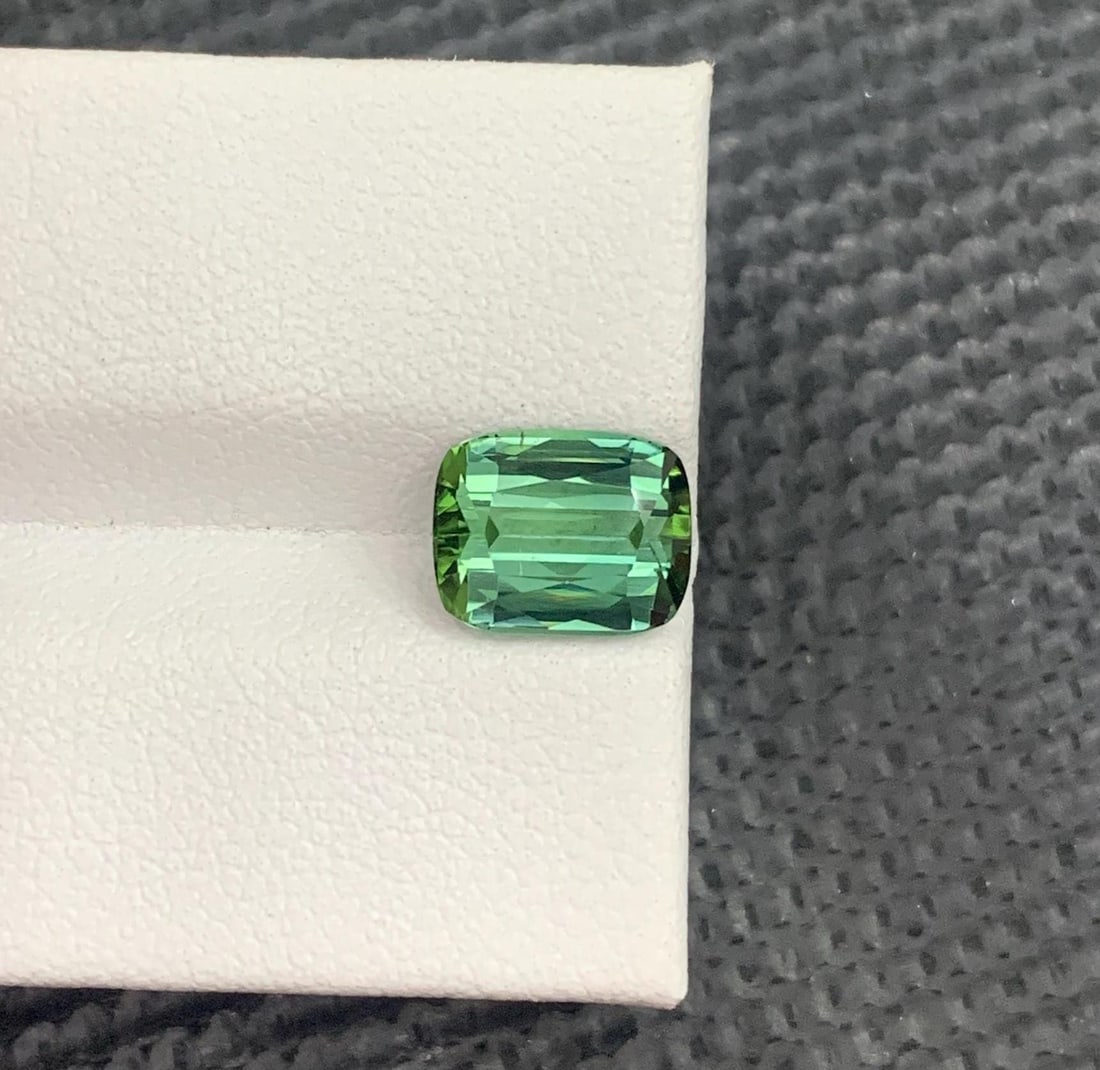 Bluish Green Tourmaline Gemstone: Flawless Cut, October Birthstone (9 X 8 X 5 MM) (1 of 7)