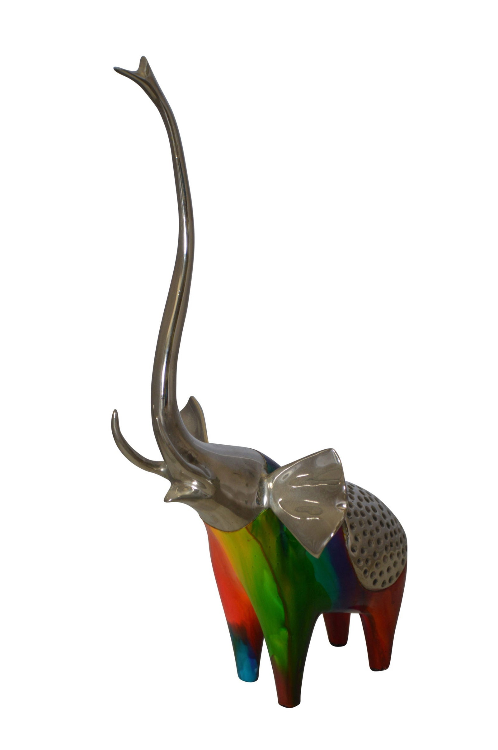 Elephant by Liliana Mendez - Size: 10"L x 9"W x 20"H.: Title:Elephant by Liliana Mendez - Size: 10"L x 9"W x 20"H. Description:This Elephant statue looks ready to march right from its place. It looks that real with the detailing that is found from the tex