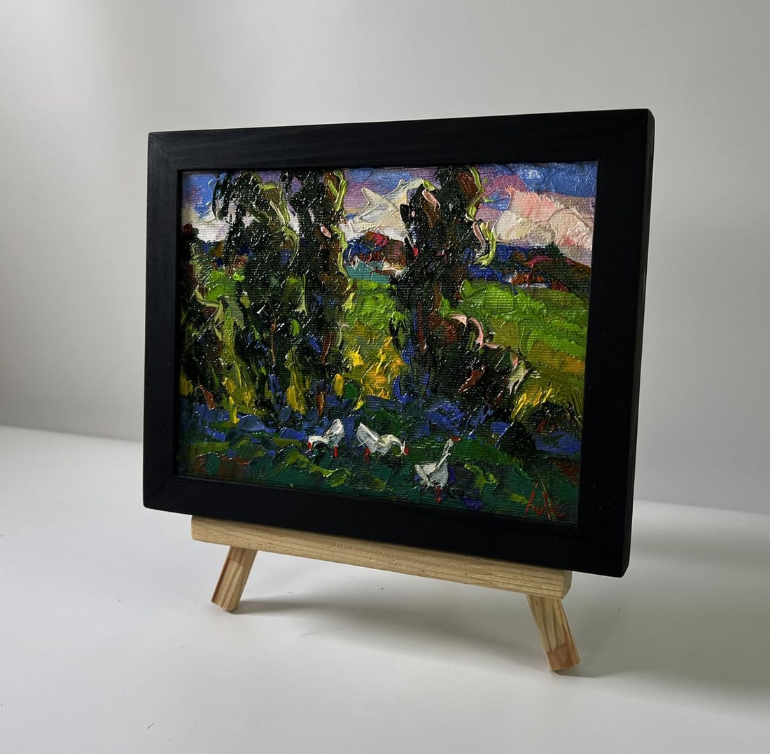 Oil painting Geese under the trees Oksana Ivanyuk - 2