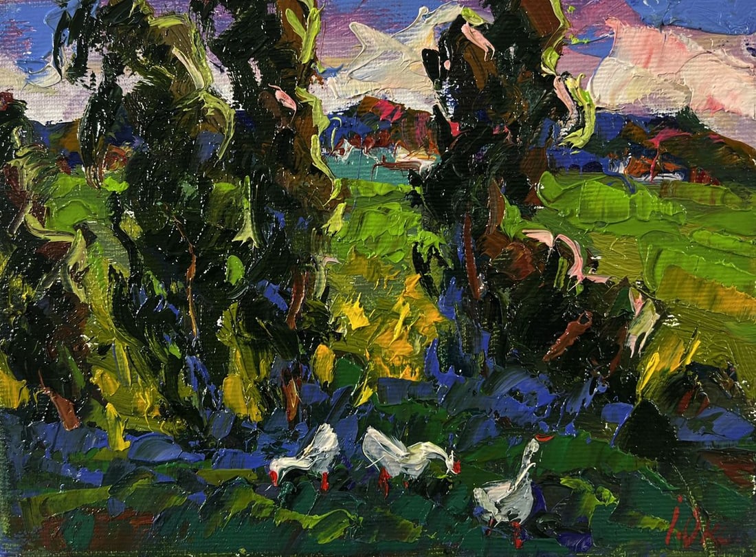 Oil painting Geese under the trees Oksana Ivanyuk - 3
