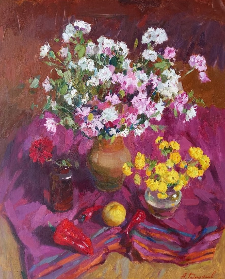 Oil painting Autumn velvett Alex Ditriev: Title: Oil painting Autumn velvett Alex Ditriev Description: 17AD Painter: Alex Ditriev S?ze: 65x80 cm/25.6x31.5 inches Components: oil, canvas Original painting from our collection ERA: Short informa