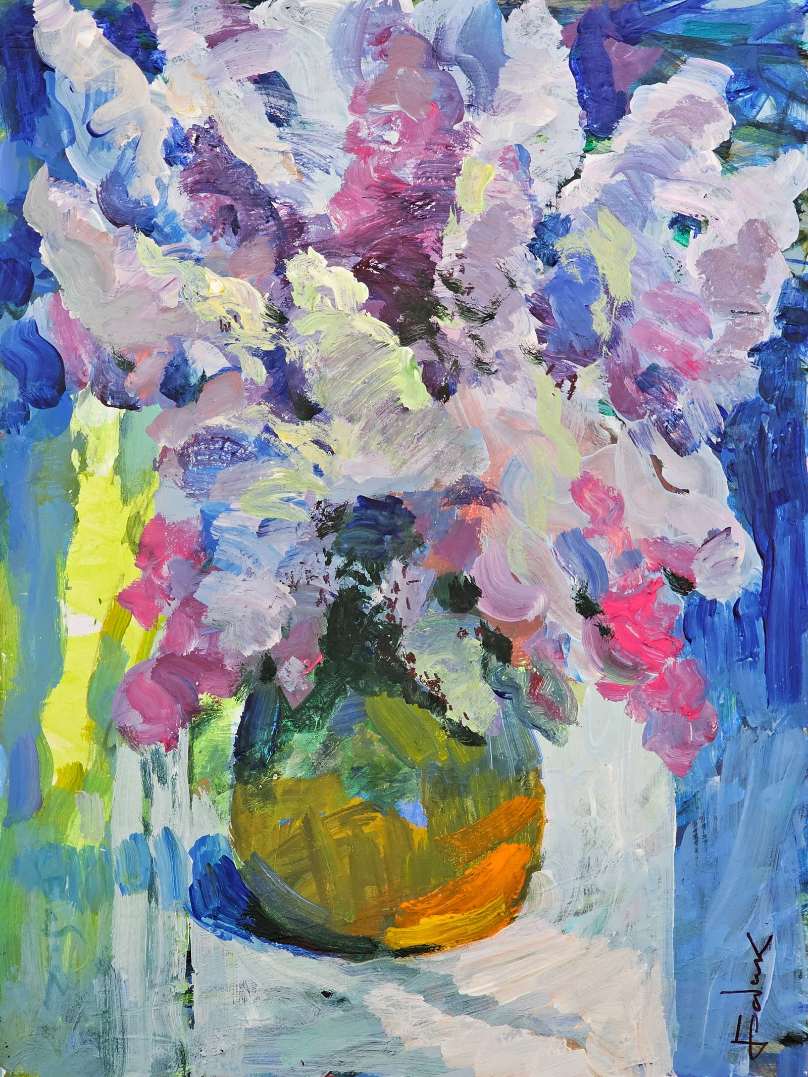 Acrylic painting a bouquet of lilacs Vyacheslav Petrovich Babac: Title: Acrylic painting a bouquet of lilacs Vyacheslav Petrovich Babac Description: 214BA Painter: Vyacheslav Petrovick Babac S?ze: 28x21 cm/ 11.02x8.26 inches Component: oil, cardboard Original paint