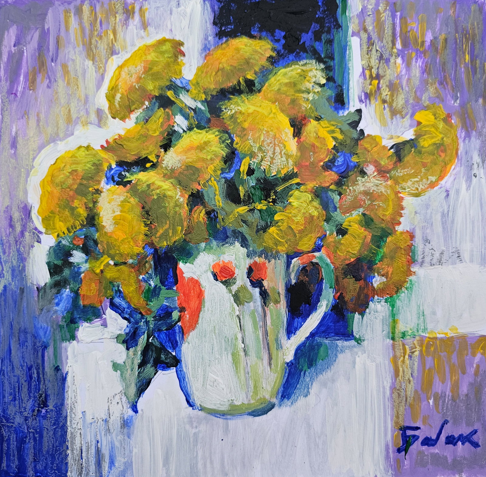 Acrylic painting Dandelions Vyacheslav Petrovich Babac: Title: Acrylic painting Dandelions Vyacheslav Petrovich Babac Description: 272BA Painter: Vyacheslav Petrovick Babac S?ze: 26x26 cm/ 10.23x10.23 inches Components: Acrylic, cardboard Original painting
