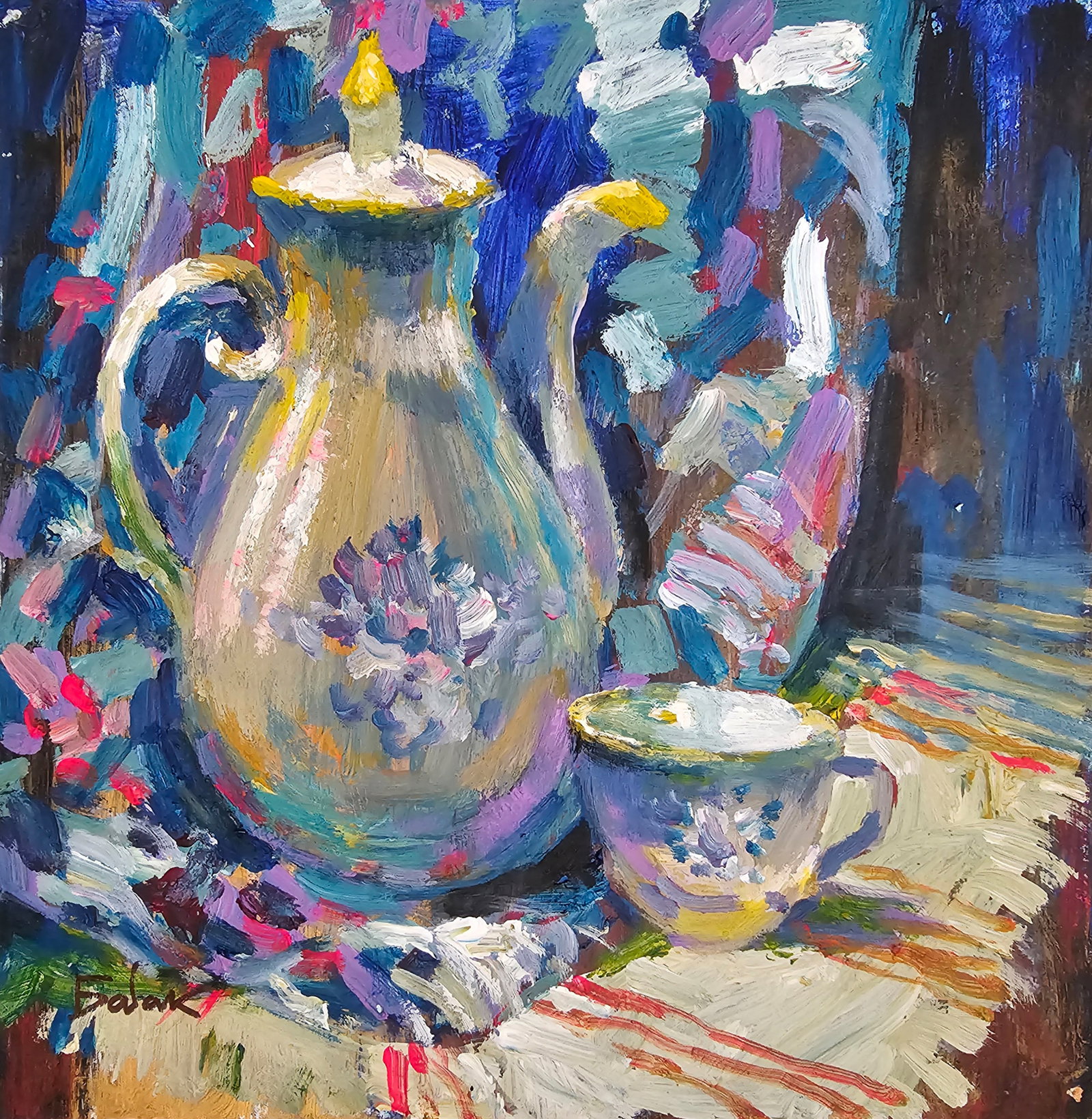 Acrylic painting Still life Vyacheslav Petrovich Babac: Title: Acrylic painting Still life Vyacheslav Petrovich Babac Description: 293BA Painter: Vyacheslav Petrovick Babac S?ze: 25x25 cm/ 9.84x9.84 inches Components: Acrylic, cardboard Original painting f