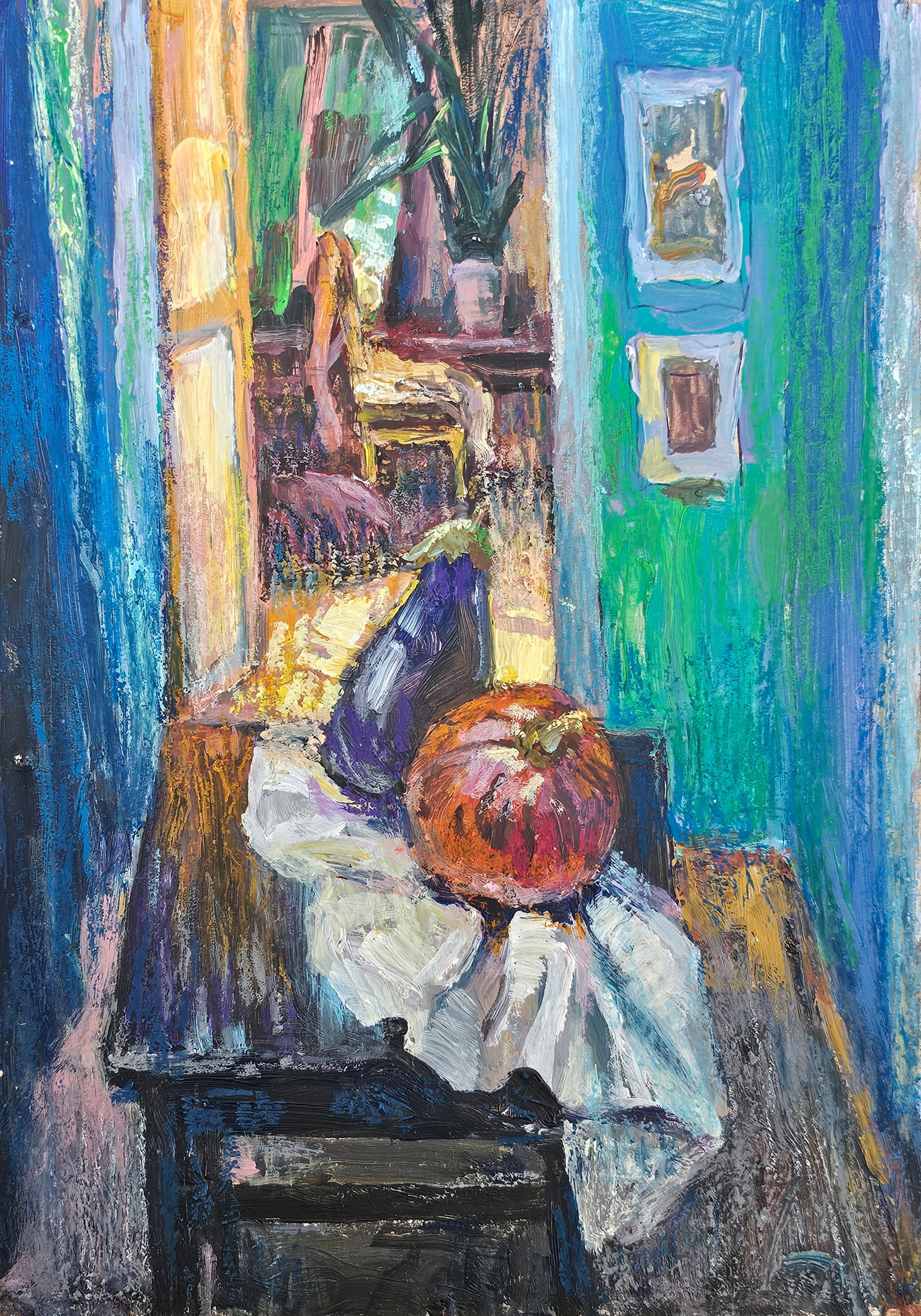 Acrylic painting still life in the interior Vyacheslav Petrovich Babac: Title: Acrylic painting still life in the interior Vyacheslav Petrovich Babac Description: 392BA Painter: Vyacheslav Petrovick Babac S?ze: 36x25 cm/ 14.17x9.84 inches Components: Acrylic, cardboard Or