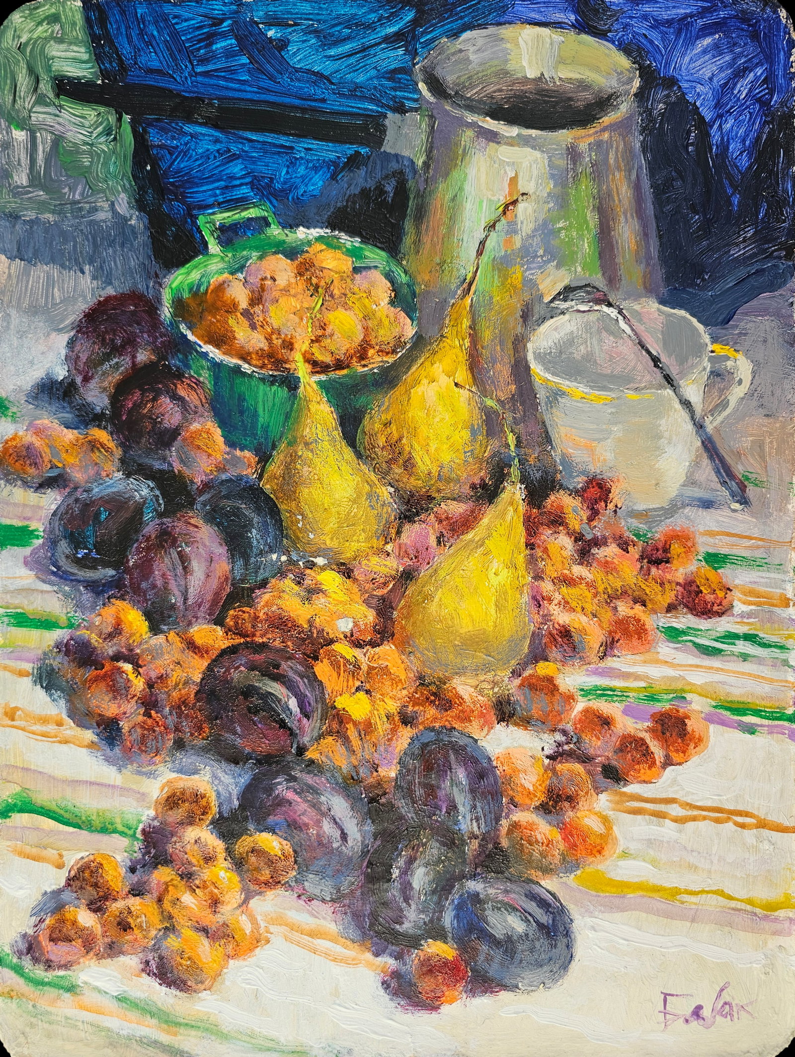 Acrylic painting fruit still life Vyacheslav Petrovich Babac: Title: Acrylic painting fruit still life Vyacheslav Petrovich Babac Description: 408BA Painter: Vyacheslav Petrovick Babac S?ze: 40x30 cm/ 15.74x11.81 inches Components: Acrylic, cardboard Original pa