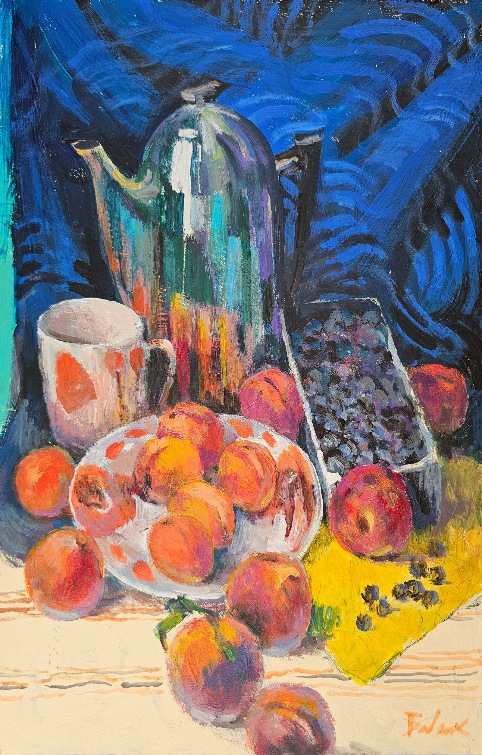 Acrylic painting Still life with apricots Vyacheslav Petrovich Babac: Title: Acrylic painting Still life with apricots Vyacheslav Petrovich Babac Description: 422BA Painter: Vyacheslav Petrovick Babac S?ze: 49x31 cm/ 19.29x12.2 inches Components: Acrylic, cardboard Orig