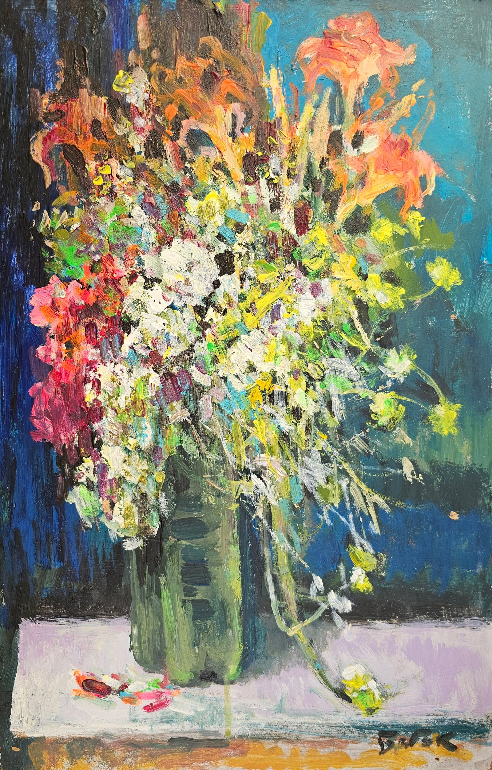 Acrylic painting still life with flowers Vyacheslav Petrovich Babac: Title: Acrylic painting still life with flowers Vyacheslav Petrovich Babac Description: 425BA Painter: Vyacheslav Petrovick Babac S?ze: 50x32 cm/ 19.68x12.59 inches Components: Acrylic, cardboard Orig