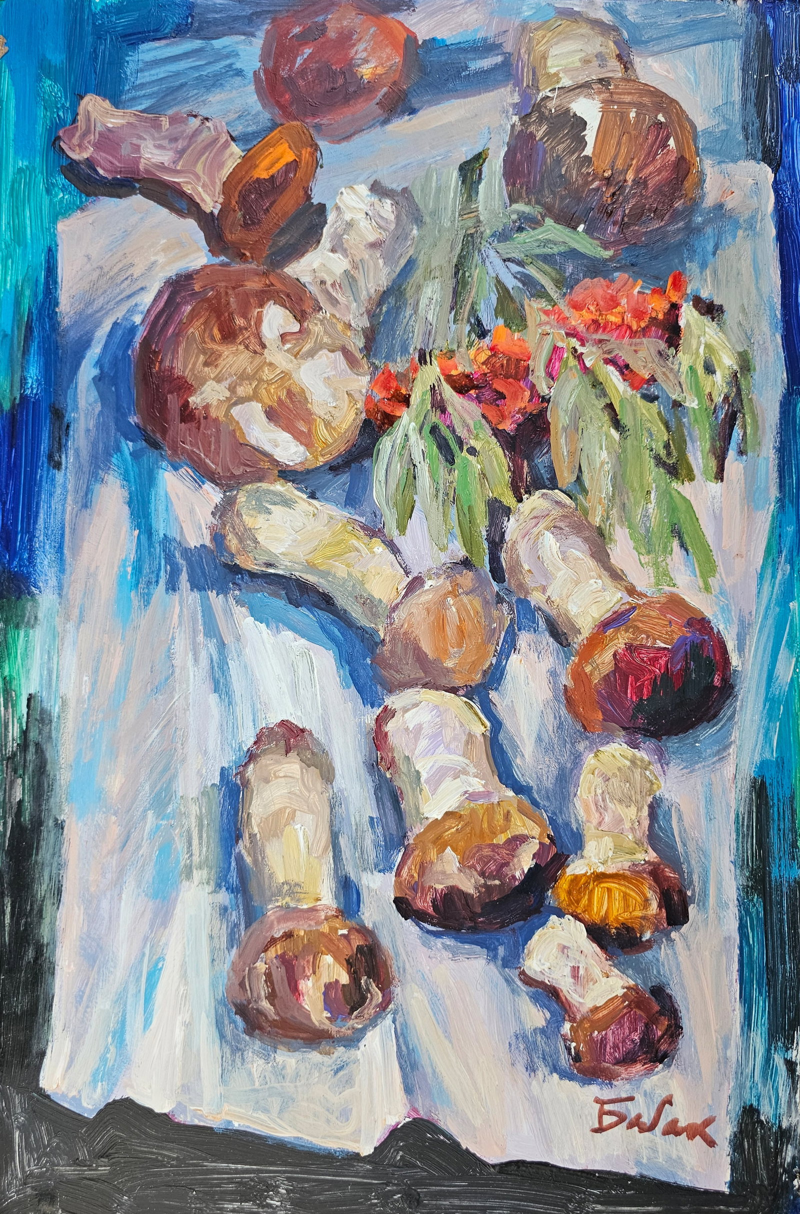 Acrylic painting mushrooms Vyacheslav Petrovich Babac: Title: Acrylic painting mushrooms Vyacheslav Petrovich Babac Description: 427BA Painter: Vyacheslav Petrovick Babac S?ze: 45x30 cm/ 17.71x11.81 inches Components: Acrylic, cardboard Original painting 