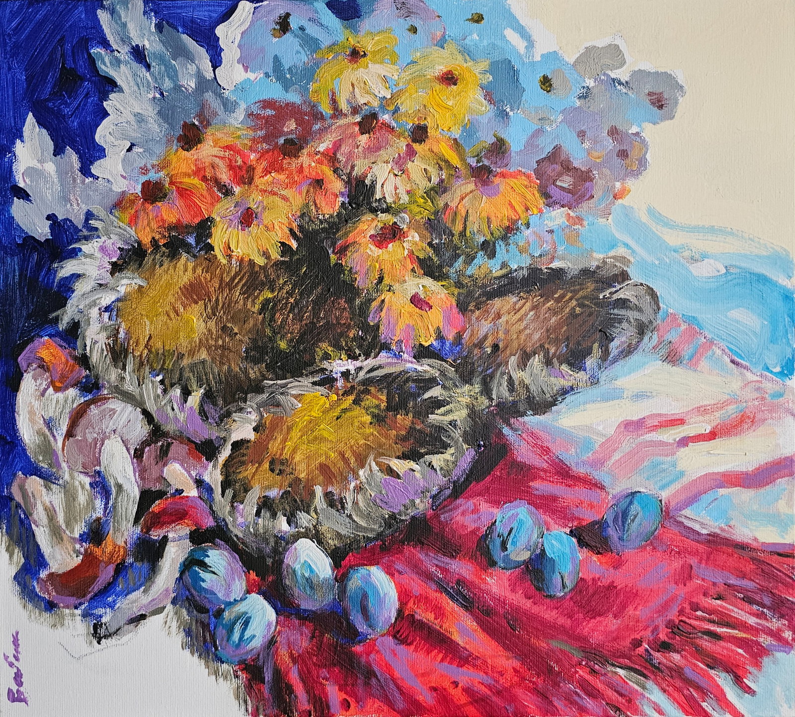 Acrylic painting Gifts of autumn Vyacheslav Petrovich Babac: Title: Acrylic painting Gifts of autumn Vyacheslav Petrovich Babac Description: 470BA Painter: Vyacheslav Petrovick Babac S?ze: 45x50 cm/ 17.71x19.68 inches Components: Acrylic, canvas Original painti