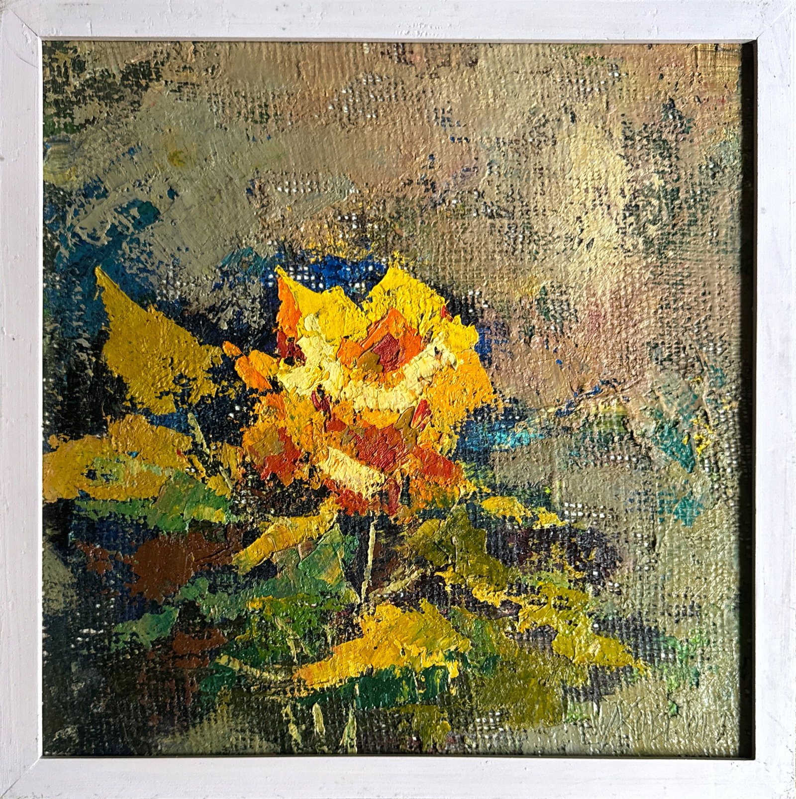 Oil painting with frame in the botanical garden K. Leonid: Title: Oil painting with frame in the botanical garden K. Leonid Description: 350KK Painter: K. Leonid S?ze: 40x40 cm/ 15.74x15.74 inches Components: oil, canvas, fiberboard Original painting CONDITIO