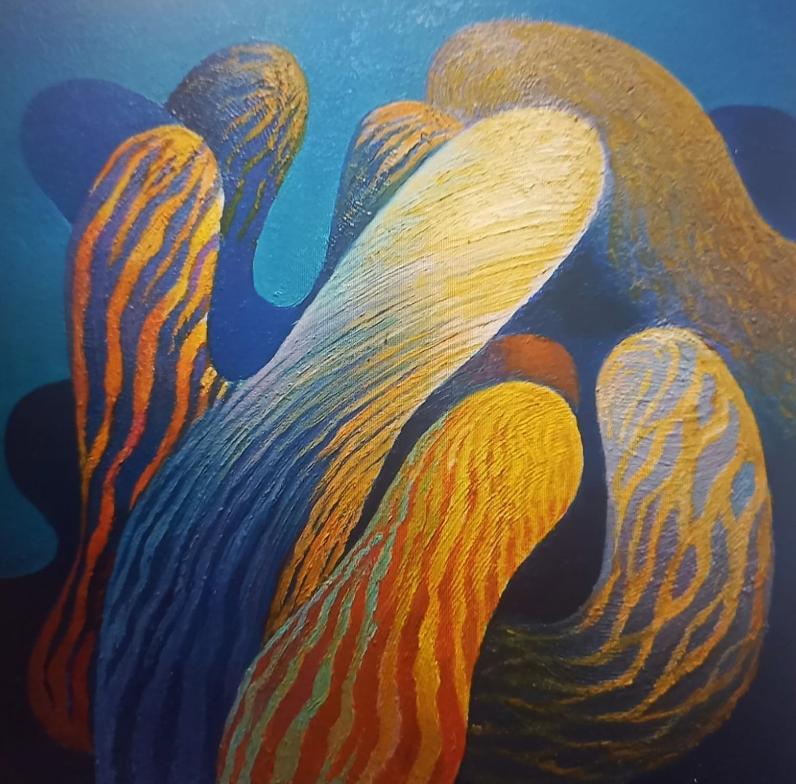 Oil painting Under the water Alexander Strashevich: Title: Oil painting Under the water Alexander Strashevich Description: 51STRASH Painter: Alexander Strashevich Size: 40x40 cm/15.74x15.74 inches Components: oil, cardboard Original painting CONDITION: