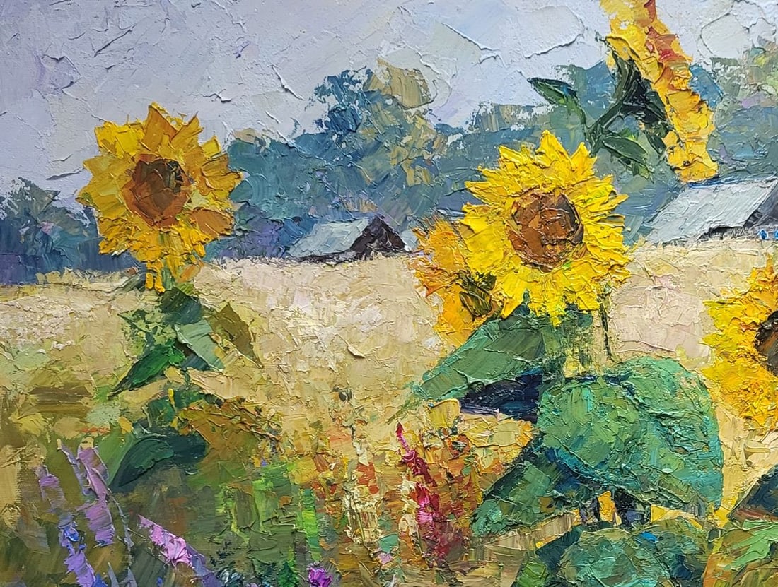 Oil painting Sunflowers in the field Serdyuk Boris Petrovich - 4