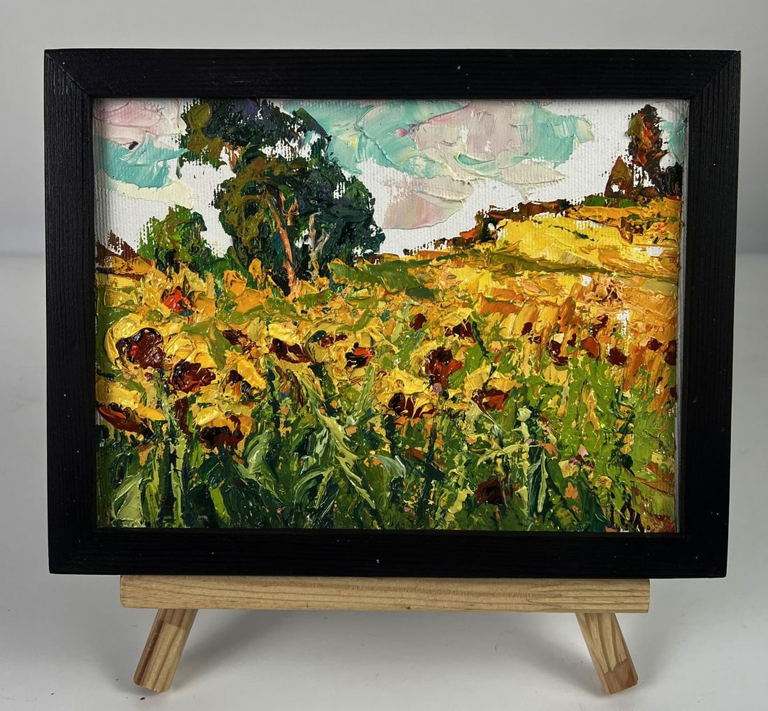 Oil painting Sunflowers in the Field Oleksiy Ivanyuk: Title: Oil painting Sunflowers in the Field Oleksiy Ivanyuk Description: No.AAA6277*** ABOUT THIS PAINTING **** TITLE: "Sunflowers in the Field"* ARTISTS: Oleksiy Ivanyuk* SIZE: 15x20 cm/5.90x7.87 inc