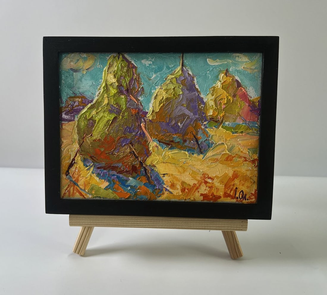 Oil painting Haystacks in a field Oleksiy Ivanyuk: Title: Oil painting Haystacks in a field Oleksiy Ivanyuk Description: No.AAA5599The Oil painting Canvas titled “Haystacks in a field” brings to life the timeless rhythms of the countryside