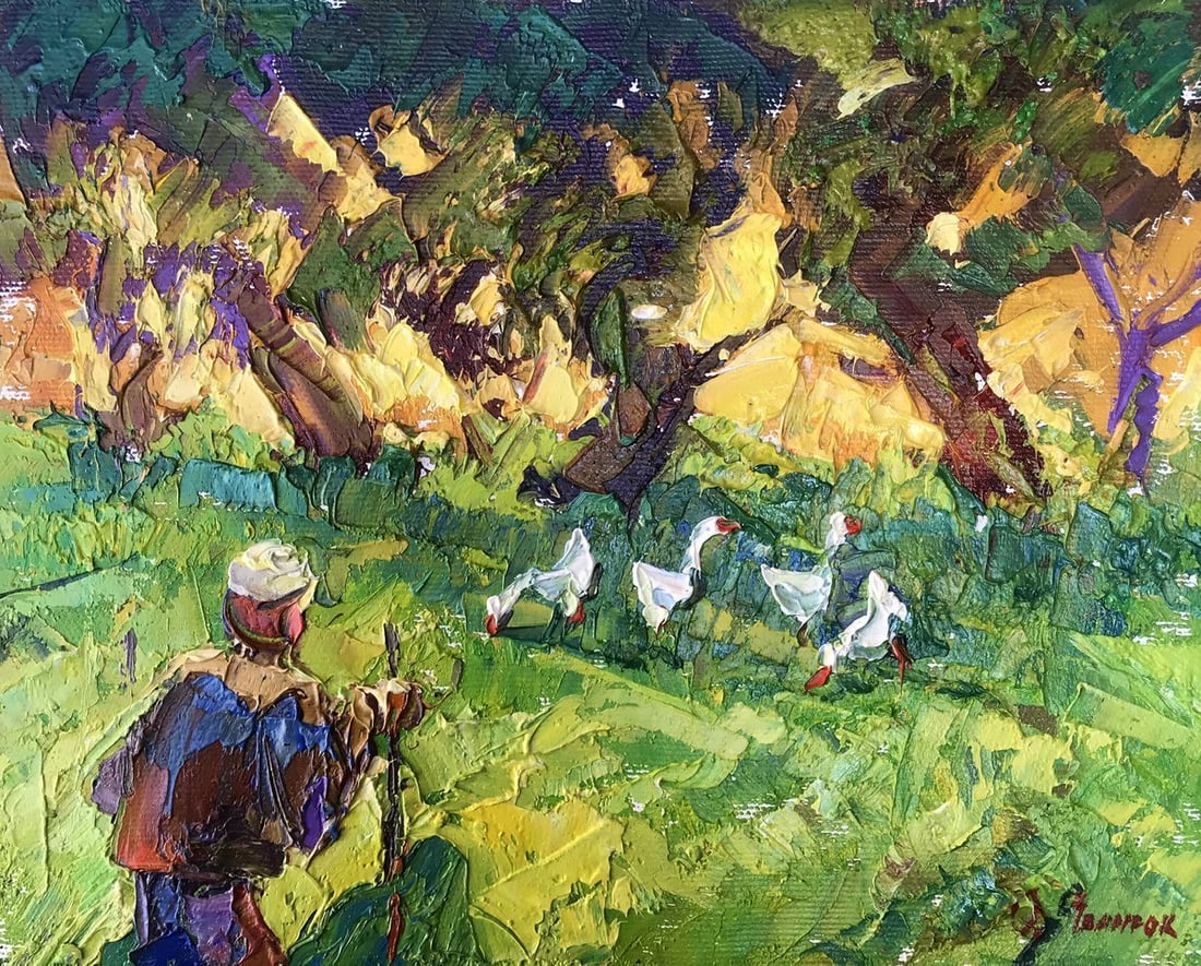 Oil painting In the shade of the garden Kalenyuk Alex: Title: Oil painting In the shade of the garden Kalenyuk Alex Description: No.AAA3068"In the Shadow of the Garden" is a captivating oil painting that transports viewers into a serene and idyllic landsc