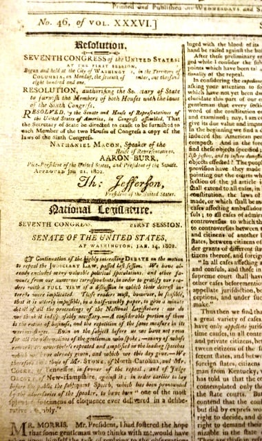1802 Federalist Newspaper Supreme Court Thomas Jefferson - 3