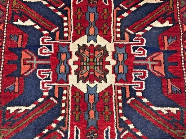 Hand-Knotted Karajeh Runner Red Wool Tribal Geometric Oriental Rug 3'7" x 9'8" - 5