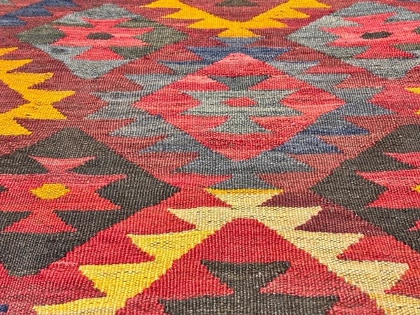 Hand-Knotted Maymana Kilim Tribal Flatweave Wool Oriental Rug 8'11" x 13'4" - 7