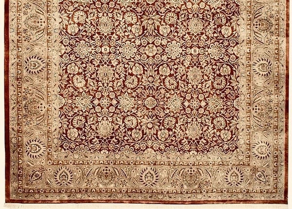 Hand Knotted Indo-Tabriz Red Wool Oriental Area Rug Carpet 8'10" x 11'10" - 2