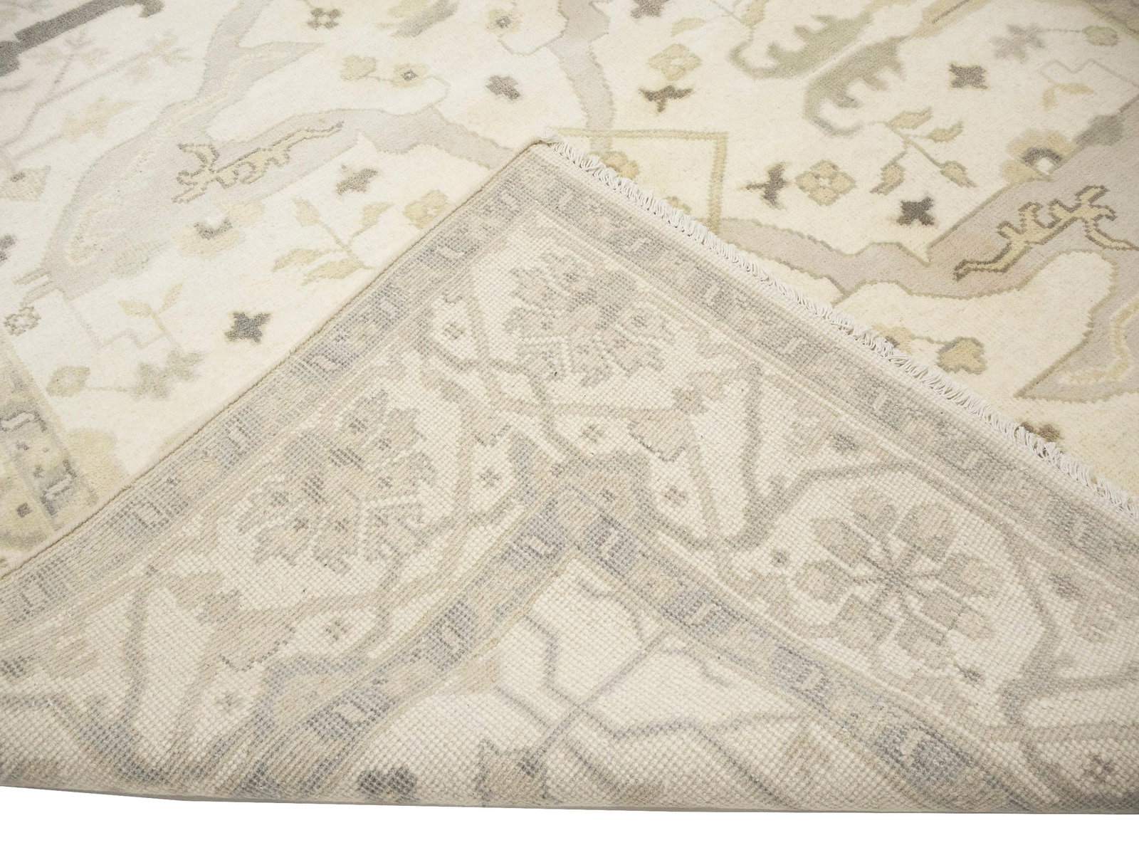Cream Floral 8X16 Oushak Oriental Rug - 13