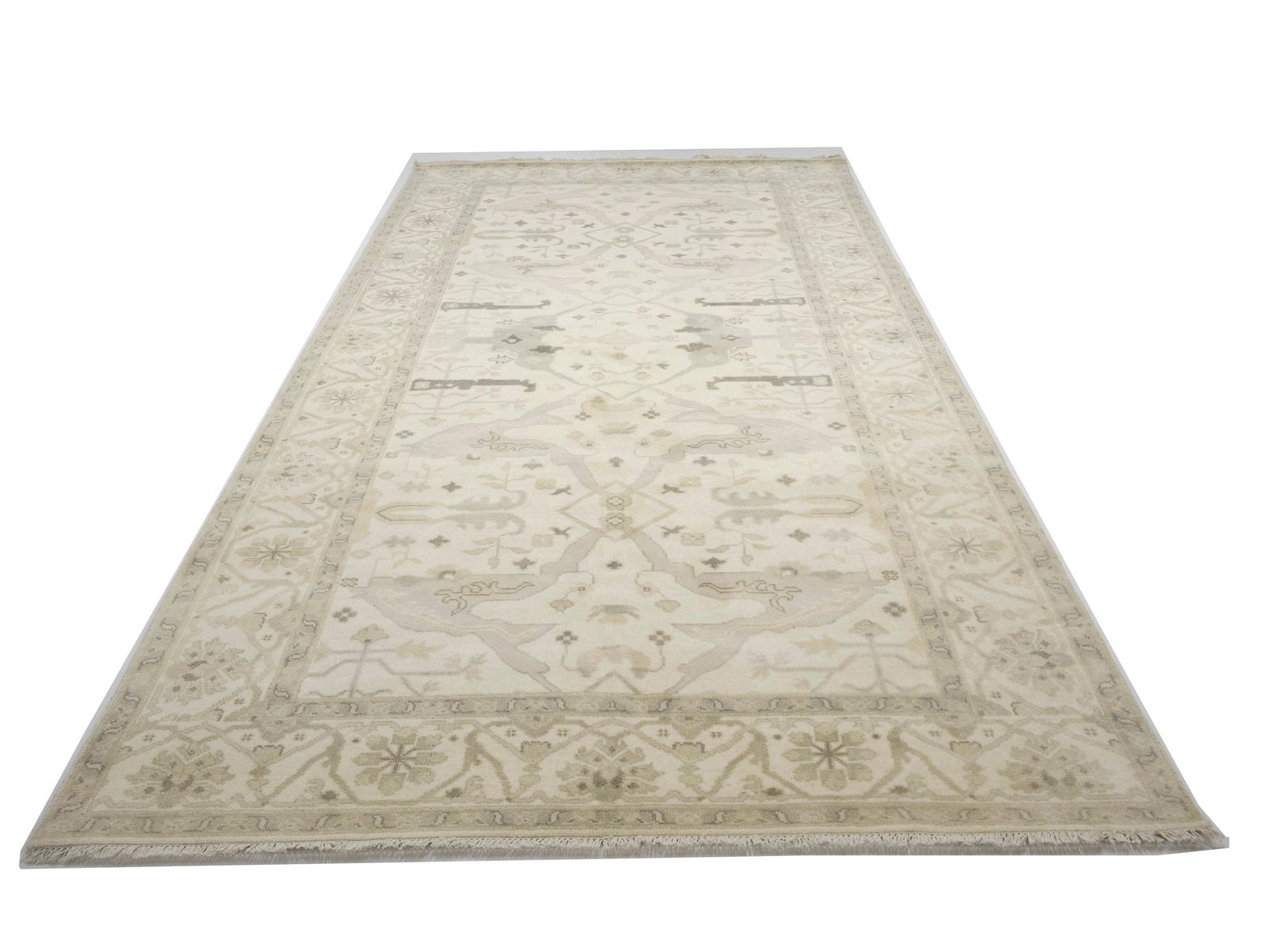 Cream Floral 8X16 Oushak Oriental Rug - 3