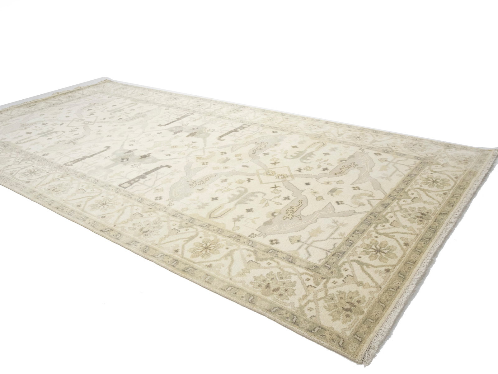 Cream Floral 8X16 Oushak Oriental Rug - 4