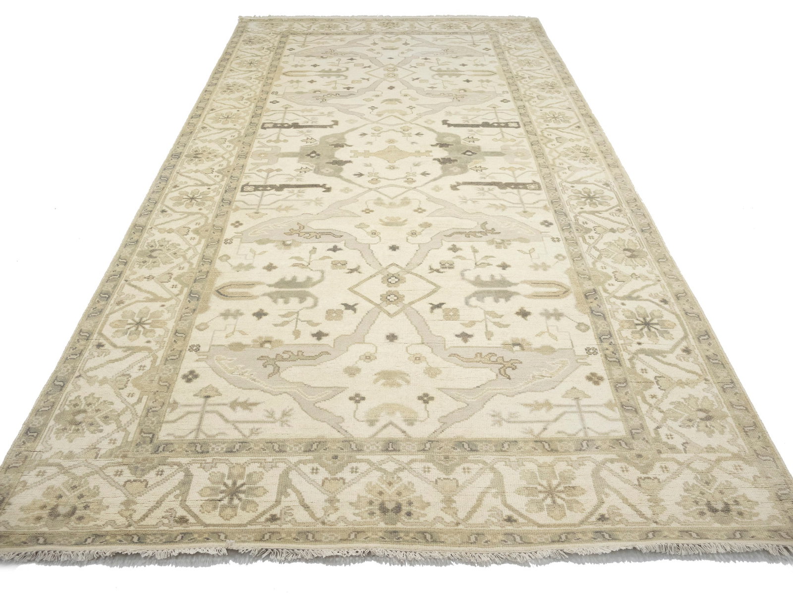 Cream Floral 8X16 Oushak Oriental Rug - 5