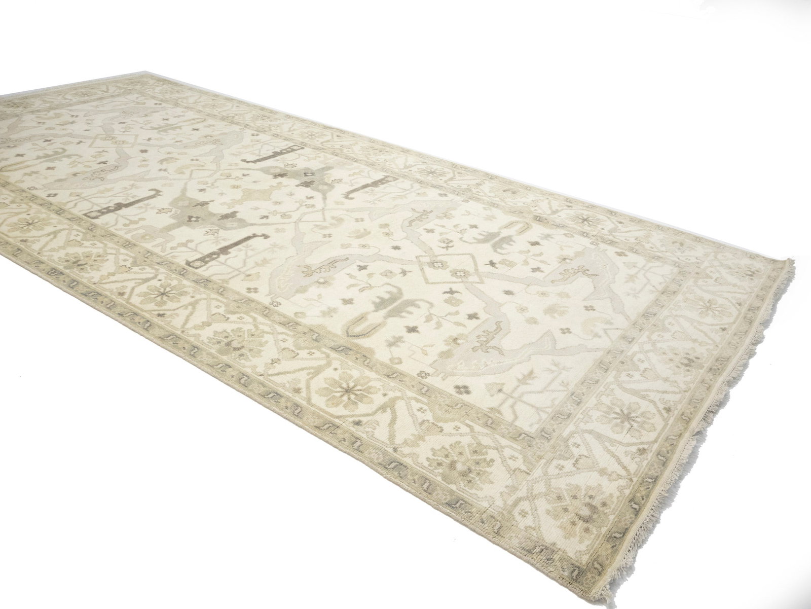 Cream Floral 8X16 Oushak Oriental Rug - 6