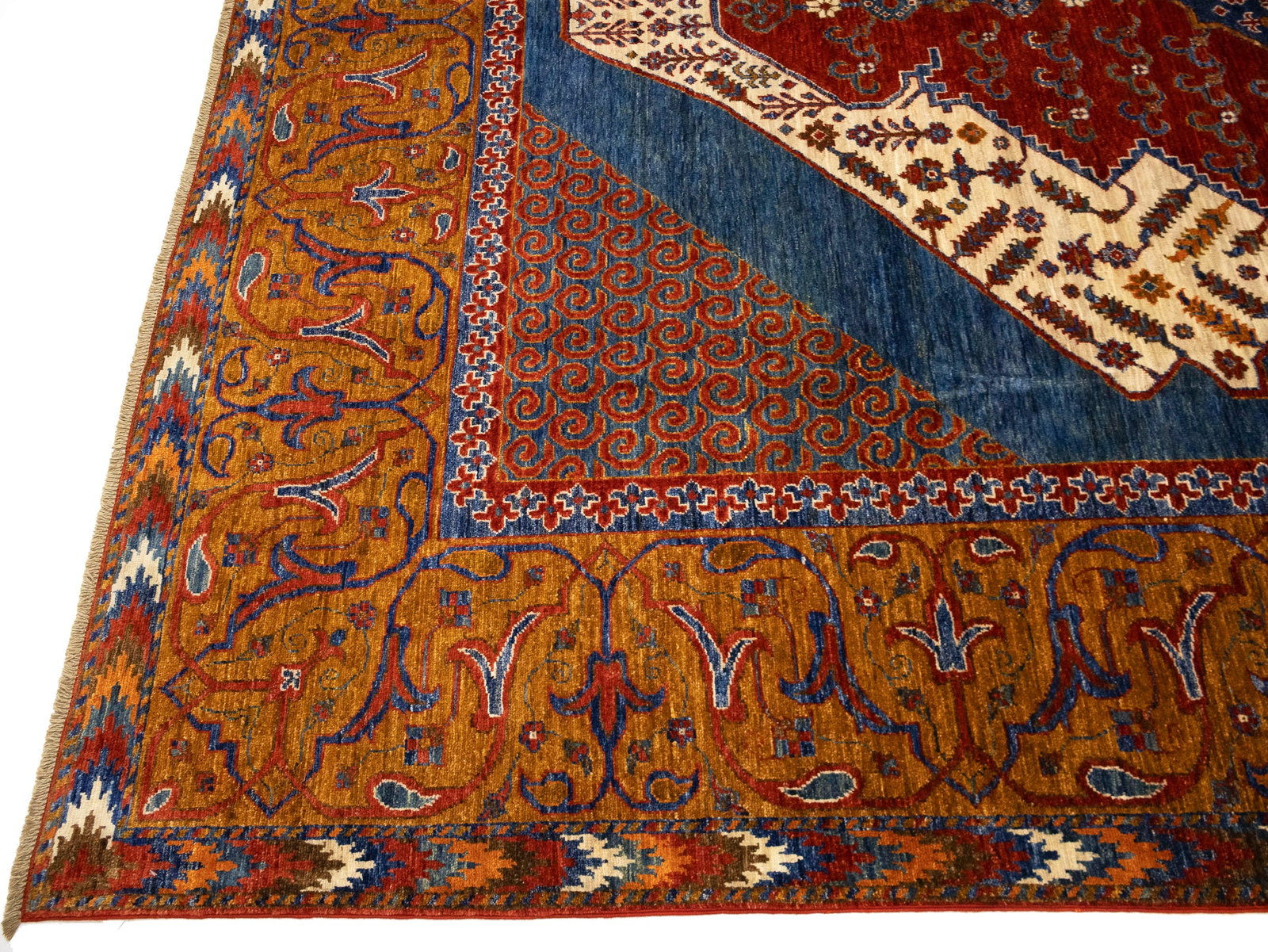 Blue Geometric Tribal 8'2X11'6 Afghan Oriental Rug - 10
