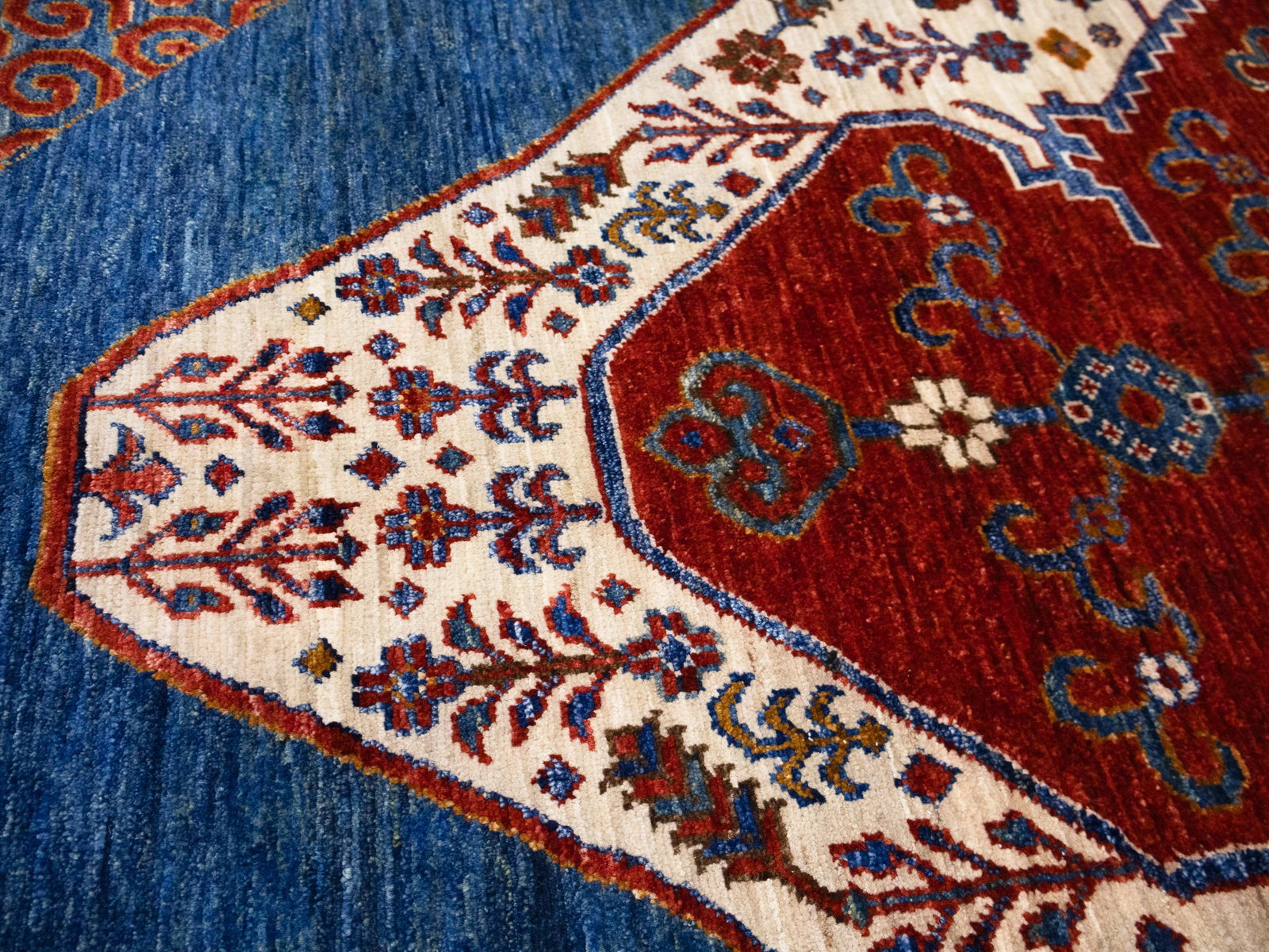 Blue Geometric Tribal 8'2X11'6 Afghan Oriental Rug - 13