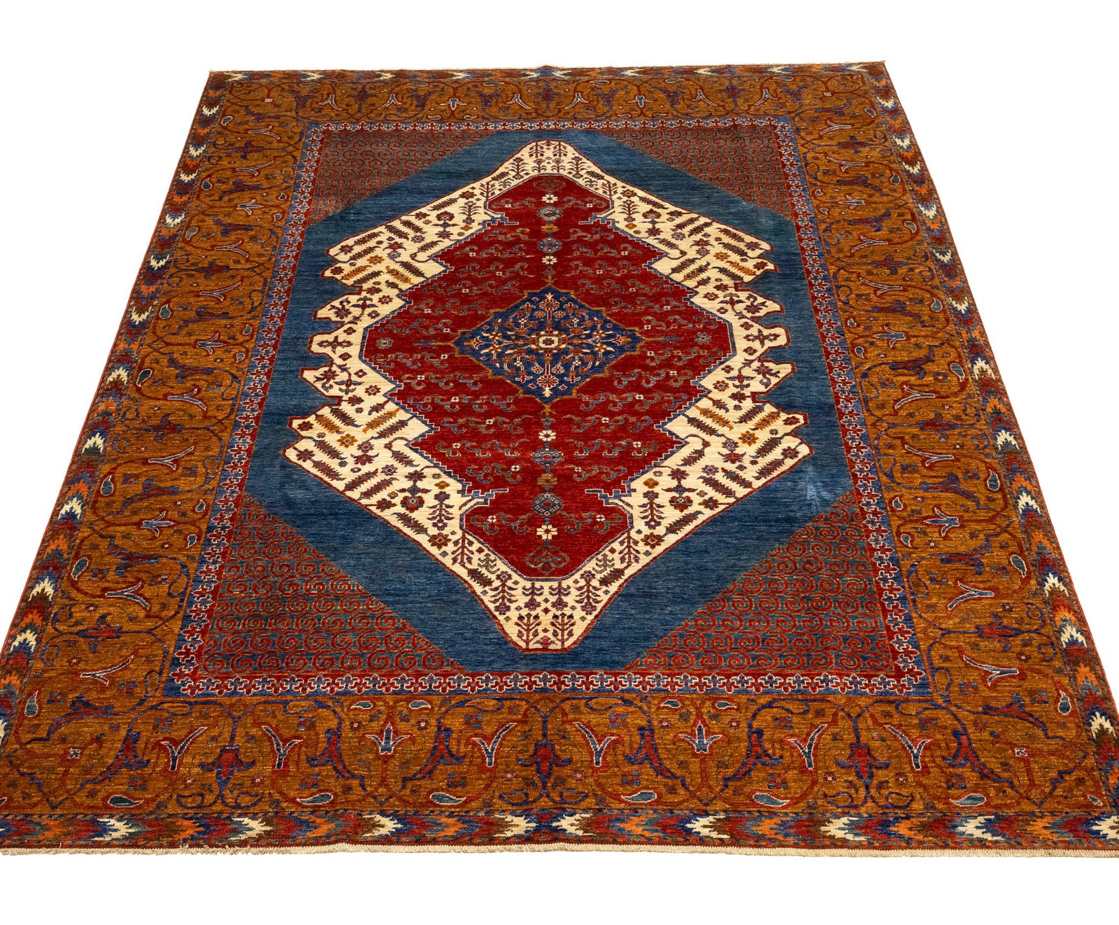 Blue Geometric Tribal 8'2X11'6 Afghan Oriental Rug - 14