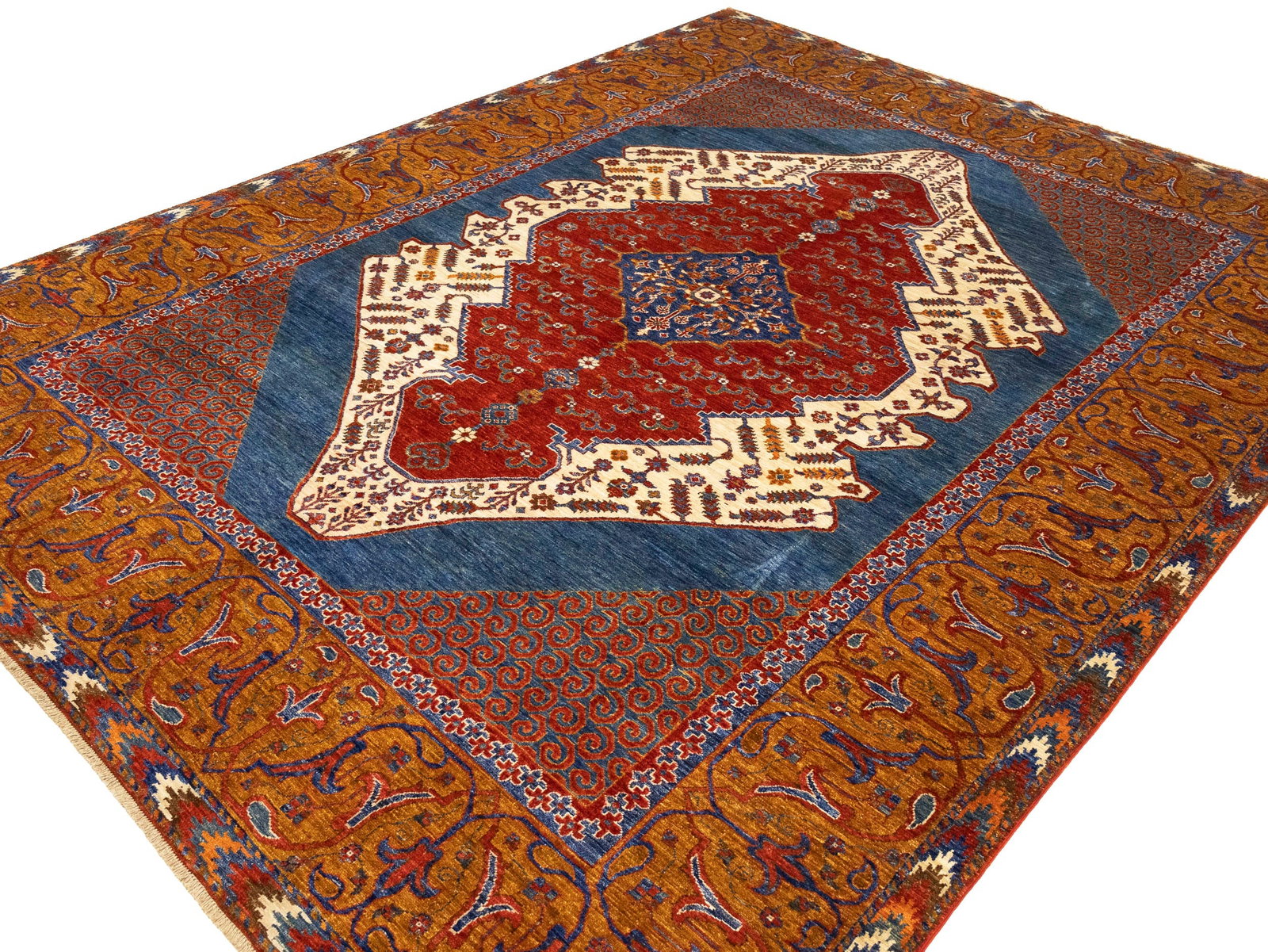 Blue Geometric Tribal 8'2X11'6 Afghan Oriental Rug - 15