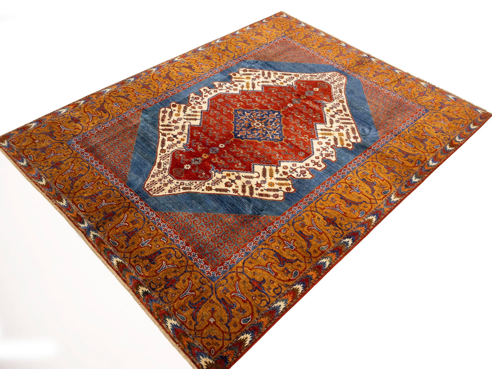 Blue Geometric Tribal 8'2X11'6 Afghan Oriental Rug - 3