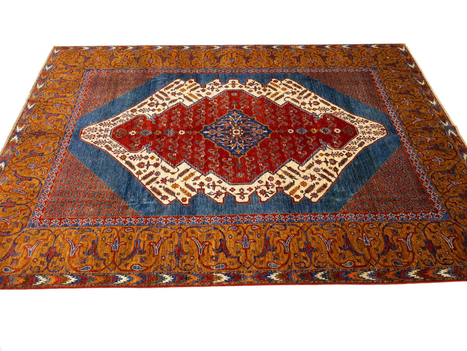 Blue Geometric Tribal 8'2X11'6 Afghan Oriental Rug - 4