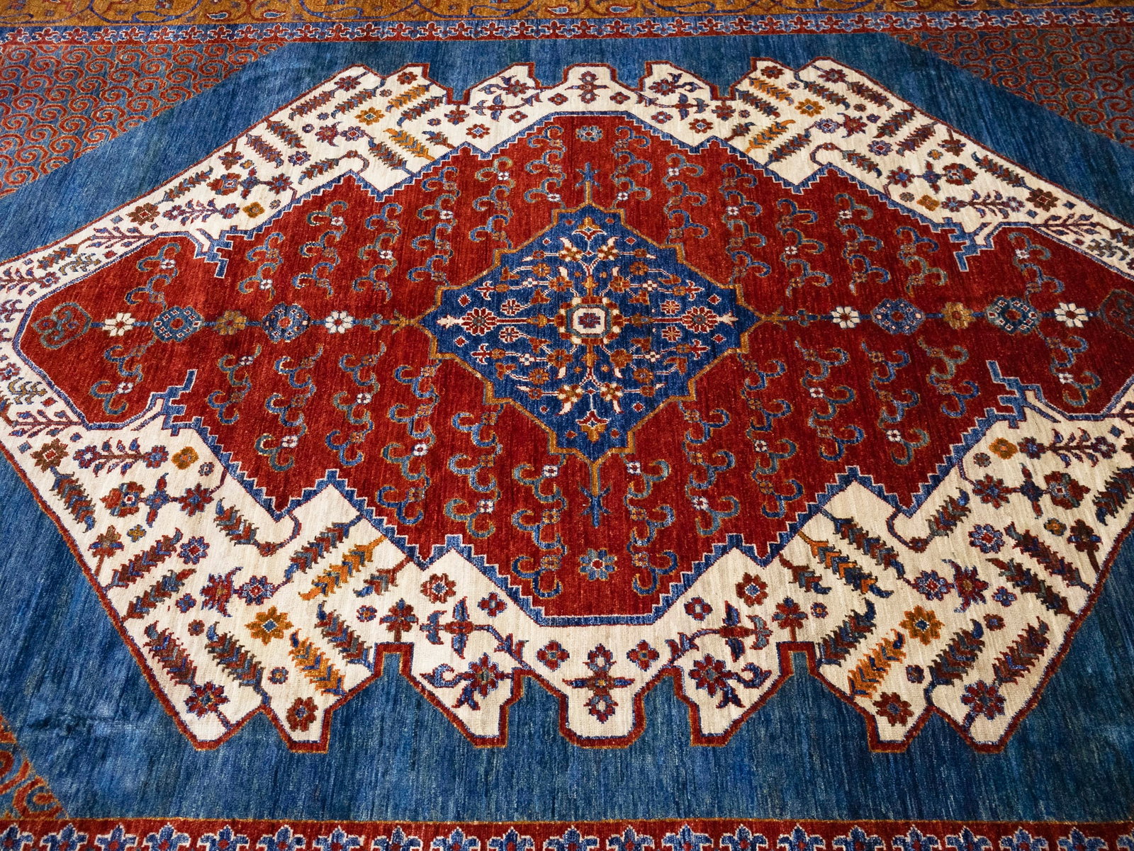 Blue Geometric Tribal 8'2X11'6 Afghan Oriental Rug - 6