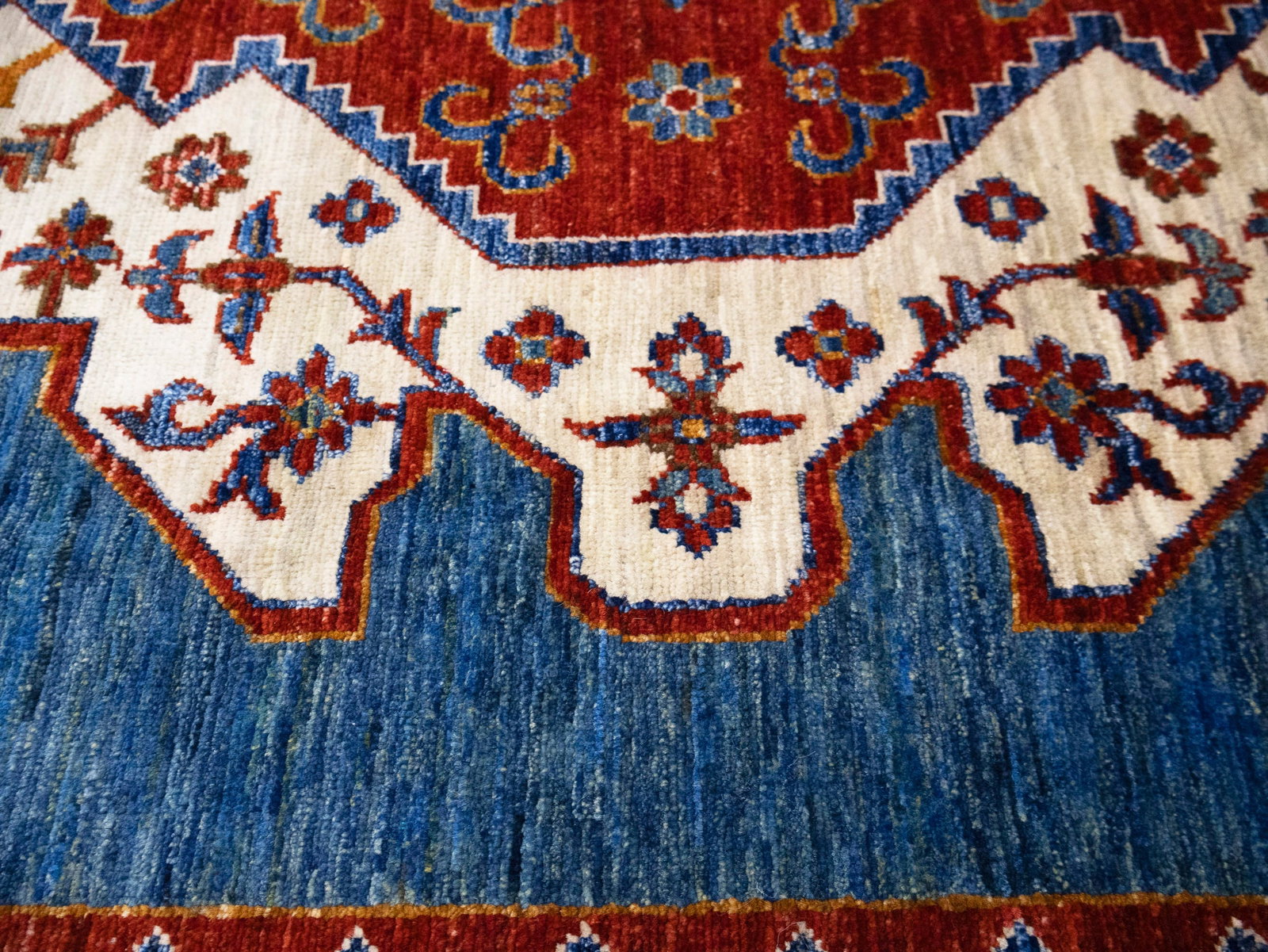 Blue Geometric Tribal 8'2X11'6 Afghan Oriental Rug - 8
